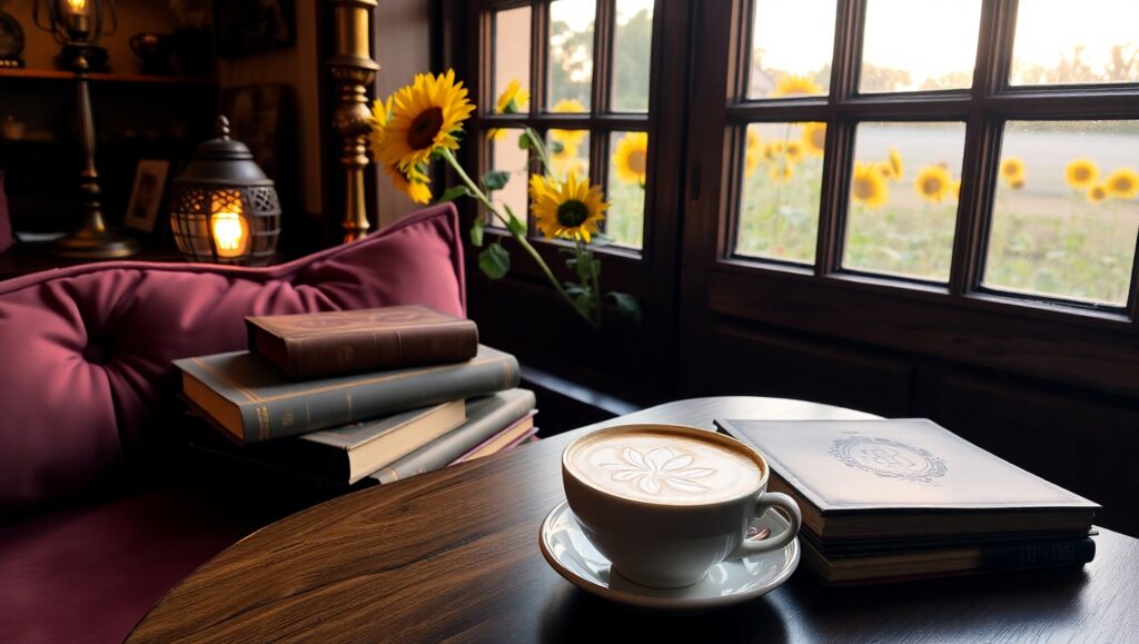 Golden Hour Café Retreat – free AI stock image