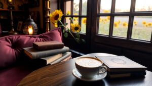 Golden Hour Café Retreat – free AI stock image