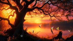 Golden Light in an Enchanted Forest – free AI stock image