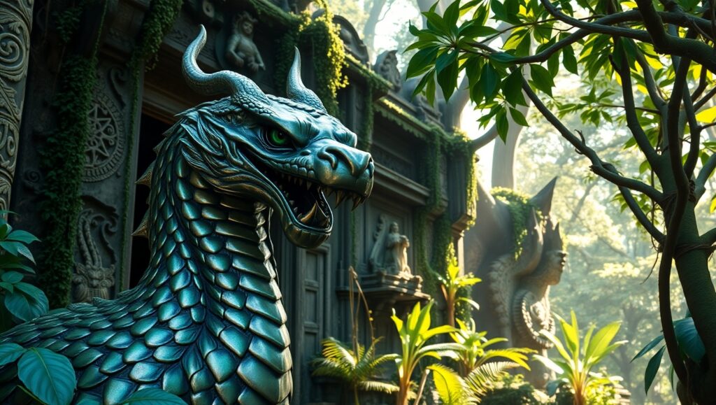 Guardians of the Ancient Temple – free AI stock image