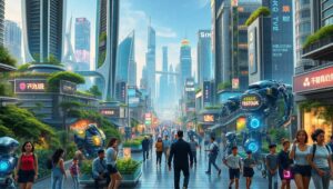 Harmony Between Humans and Robots UUH – free AI stock image