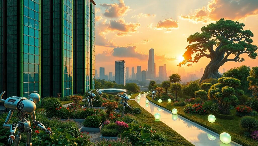 Harmony Between Robots and Nature – free AI stock image
