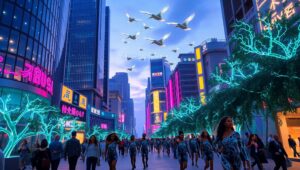 Harmony in a Futuristic City – free AI stock image