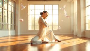 Harmony in Motion: Yoga Pose – free AI stock image