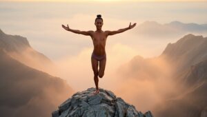 Harmony in Nature: A Yoga Journey – free AI stock image