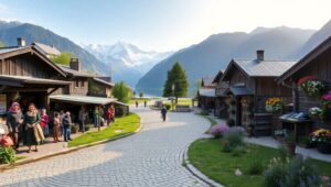 Harmony of Mountain Village – free AI stock image