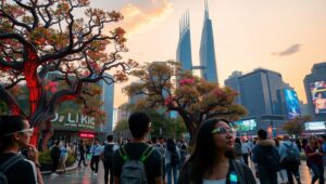 Harmony of Nature and Technology bny – free AI stock image