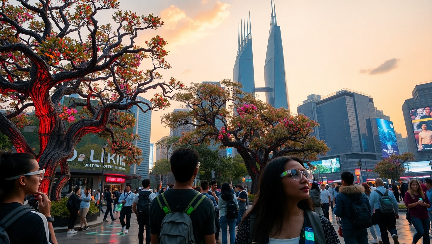 Harmony of Nature and Technology bny – free AI stock image