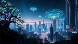 Harmony of Nature and Technology cU2 – free AI stock image