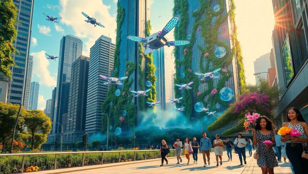 Harmony of Nature and Technology jMi – free AI stock image