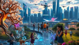 Harmony of Nature and Technology pUk – free AI stock image