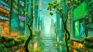 Harmony of Nature and Technology qV9 – free AI stock image