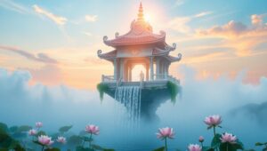 Harmony of the Floating Temple – free AI stock image