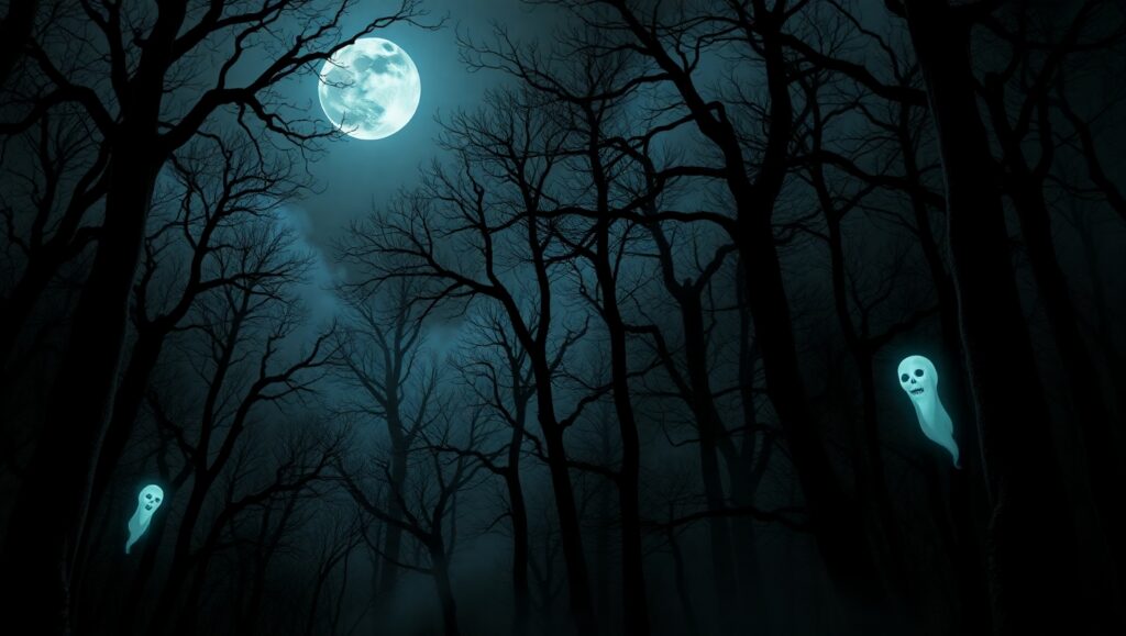 Haunted Forest Mysteries Revealed – free AI stock image