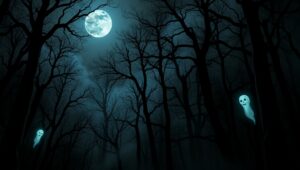 Haunted Forest Mysteries Revealed – free AI stock image
