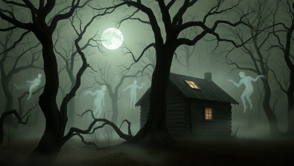 Haunted Night in the Woods – free AI stock image