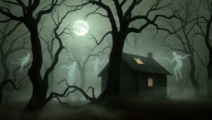 Haunted Night in the Woods – free AI stock image