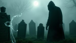 Haunting Shadows in the Graveyard – free AI stock image