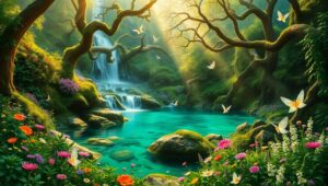 Hidden Valley of Ethereal Creatures – free AI stock image