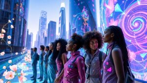Holographic Gardens in Urban Life – free AI stock image