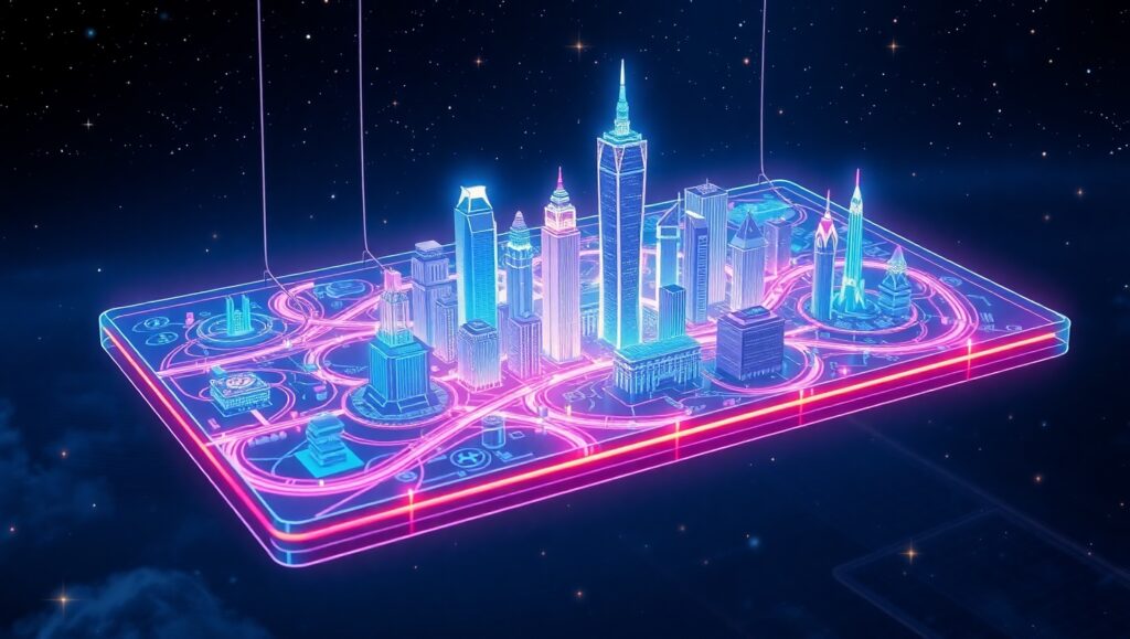 Holographic Map of Alien City – free AI stock image