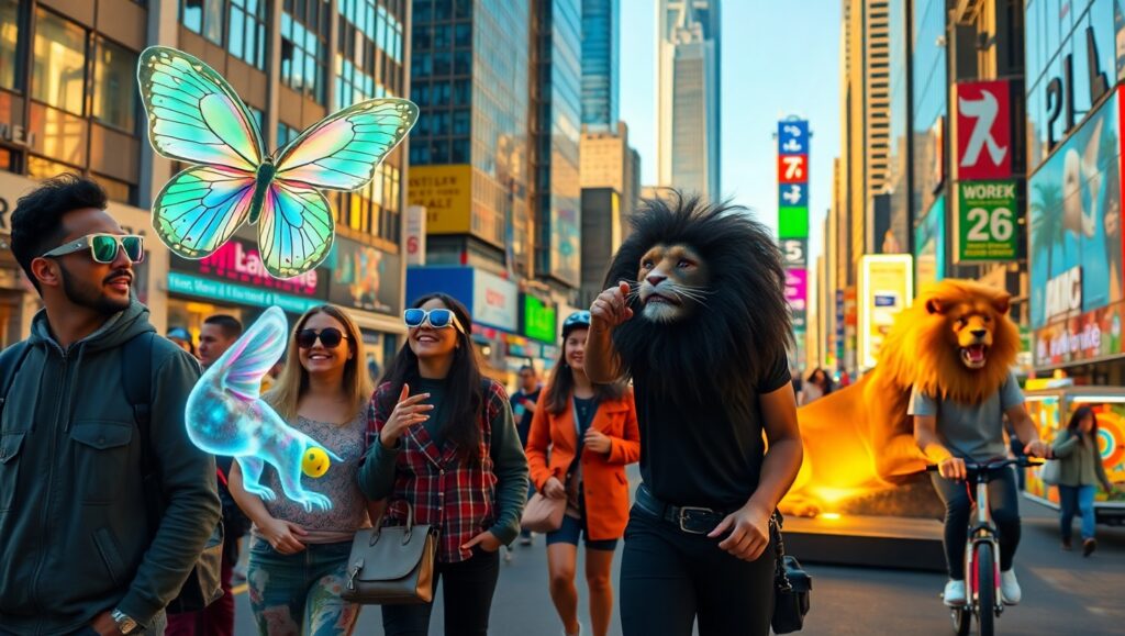 Holographic Wildlife in Urban Spaces – free AI stock image