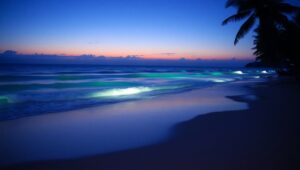 Illuminated Waves at Twilight – free AI stock image