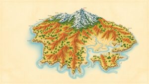 Imaginary Island Topographic Landscape – free AI stock image