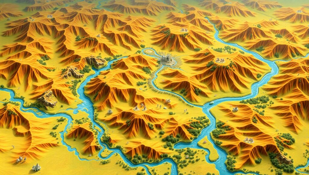 Imaginary Landscape Topographic Map – free AI stock image