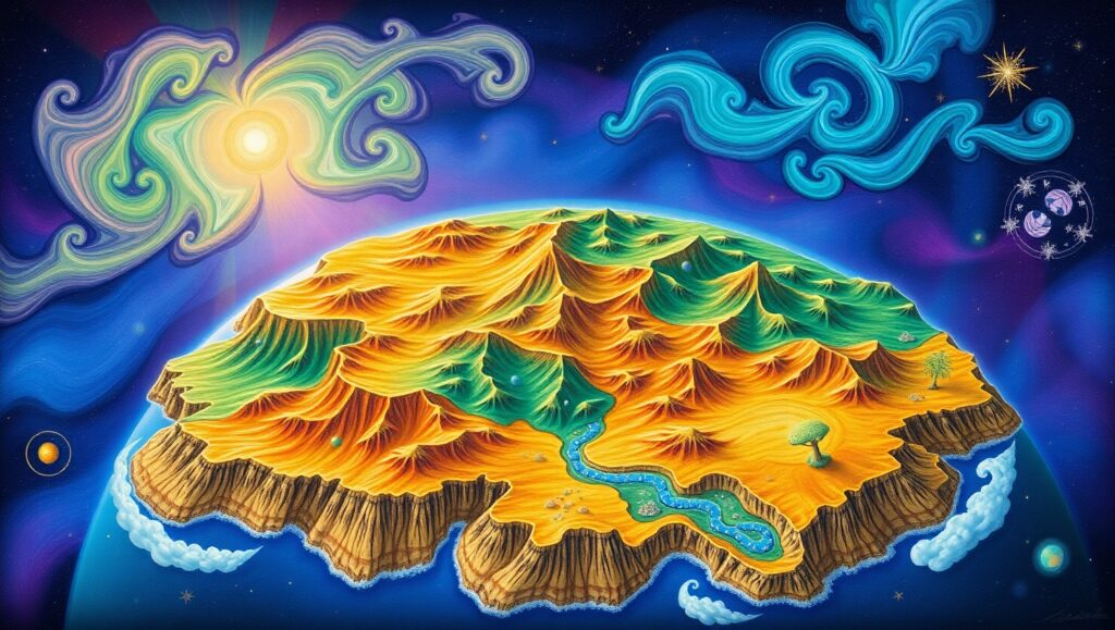 Imaginary Planet Topographic Map – free AI stock image