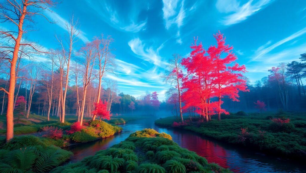Infrared Fantasy Forest Landscape – free AI stock image