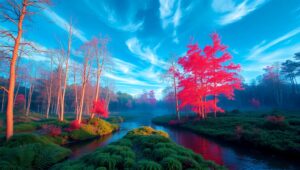 Infrared Fantasy Forest Landscape – free AI stock image