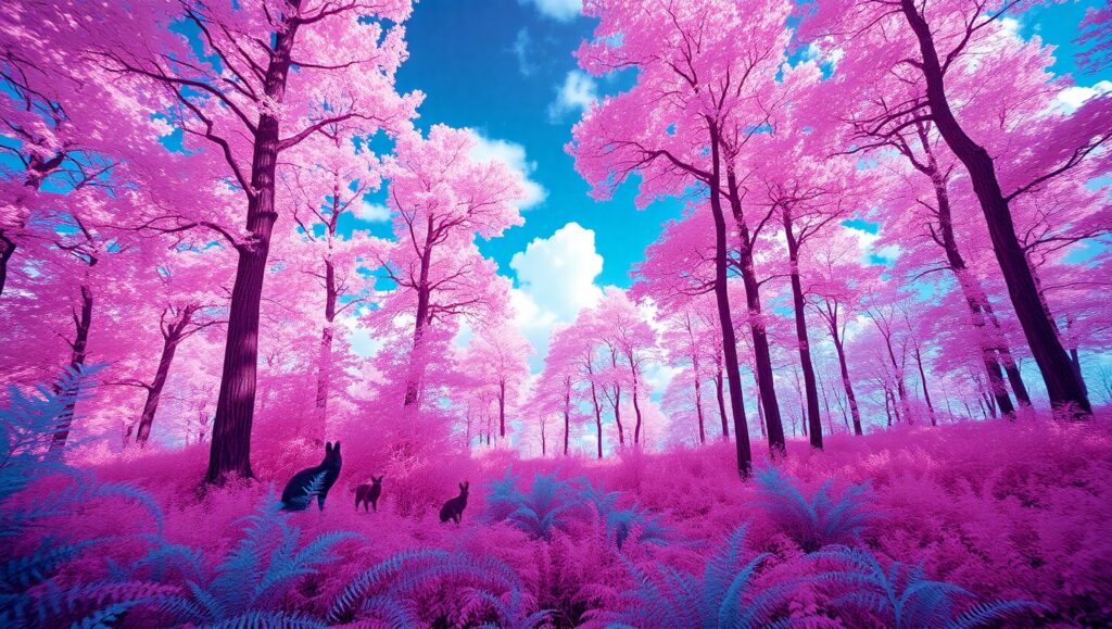 Infrared Forest Dreamscape – free AI stock image