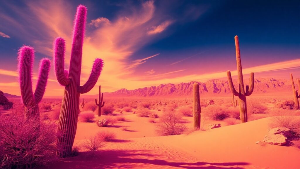 Infrared Serenity in Desert Landscapes – free AI stock image