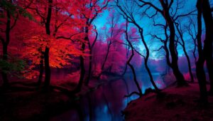 Infrared Serenity in Nature’s Embrace – free AI stock image
