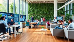 Innovative Corporate Office Collaboration – free AI stock image