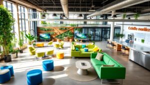 Innovative Startup Collaboration Space Q8v – free AI stock image