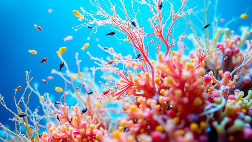 Intricate Coral Reef Under Microscope – free AI stock image