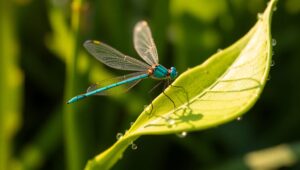 Iridescent Dragonfly in Morning Light – free AI stock image