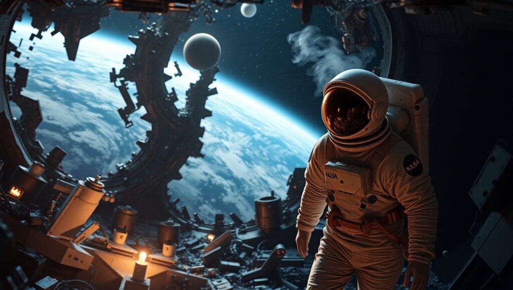 Isolation in Cosmic Ruins – free AI stock image