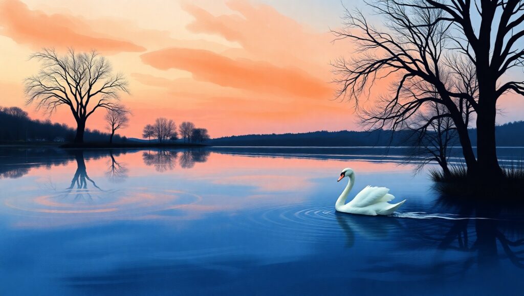 Lakeside Serenity at Dusk KTe – free AI stock image