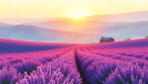 Lavender Fields at Sunset – free AI stock image