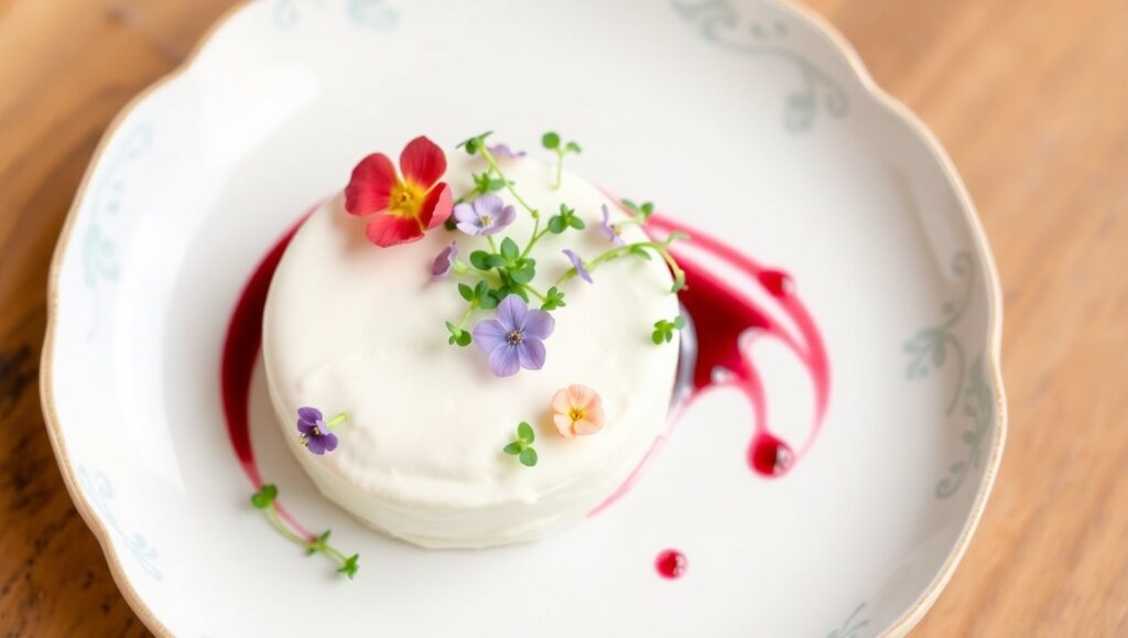 Lavender Mousse Artistry on Plate – free AI stock image