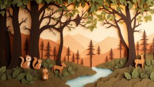 Layered Forest Serenity in Paper – free AI stock image