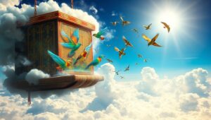Library in the Sky of Dreams – free AI stock image