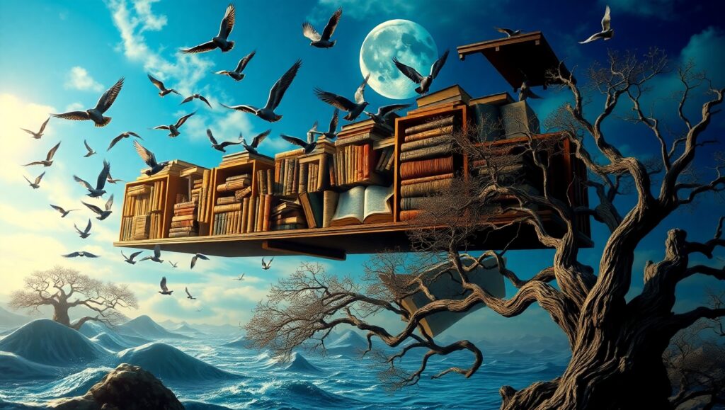 Library of Surreal Dreams – free AI stock image