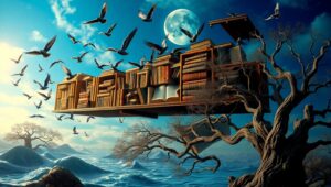 Library of Surreal Dreams – free AI stock image