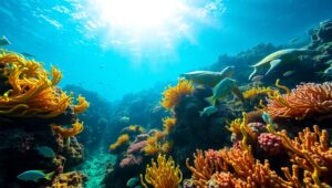 Life Beneath the Coral Waves – free AI stock image
