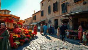 Life in the Vibrant Square – free AI stock image