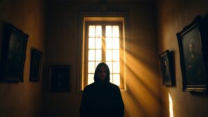 Light and Shadow: A Solitary Reflection – free AI stock image